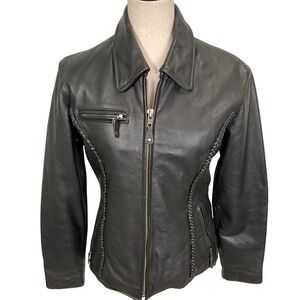 Wilda Leather Jacket Womens Small Black Goth Edgy Moto Biker Streetwear Western